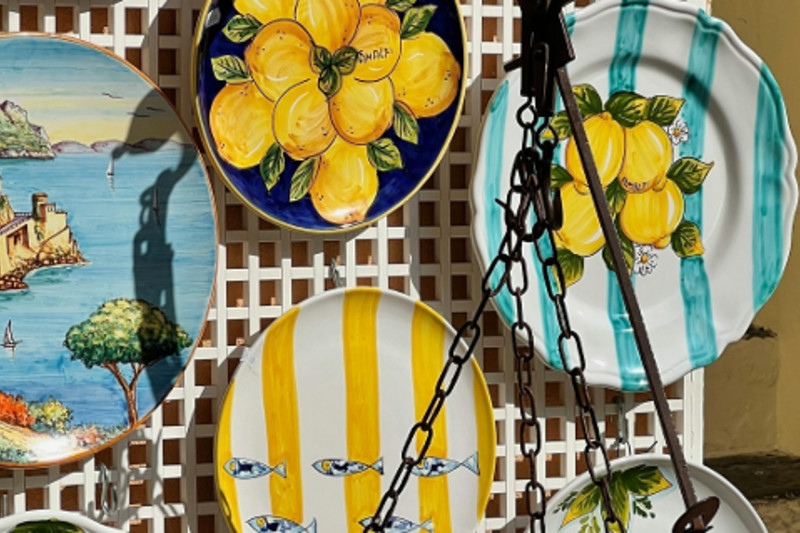 Lemon-painted ceramics in an ExcursionPass archive photograph.