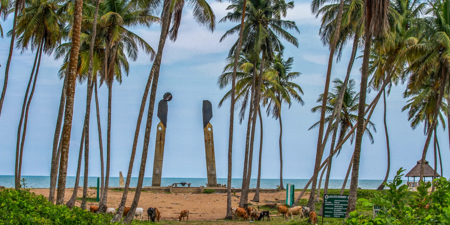 The lagoon-side memorial landscape at Gberefu in Badagry