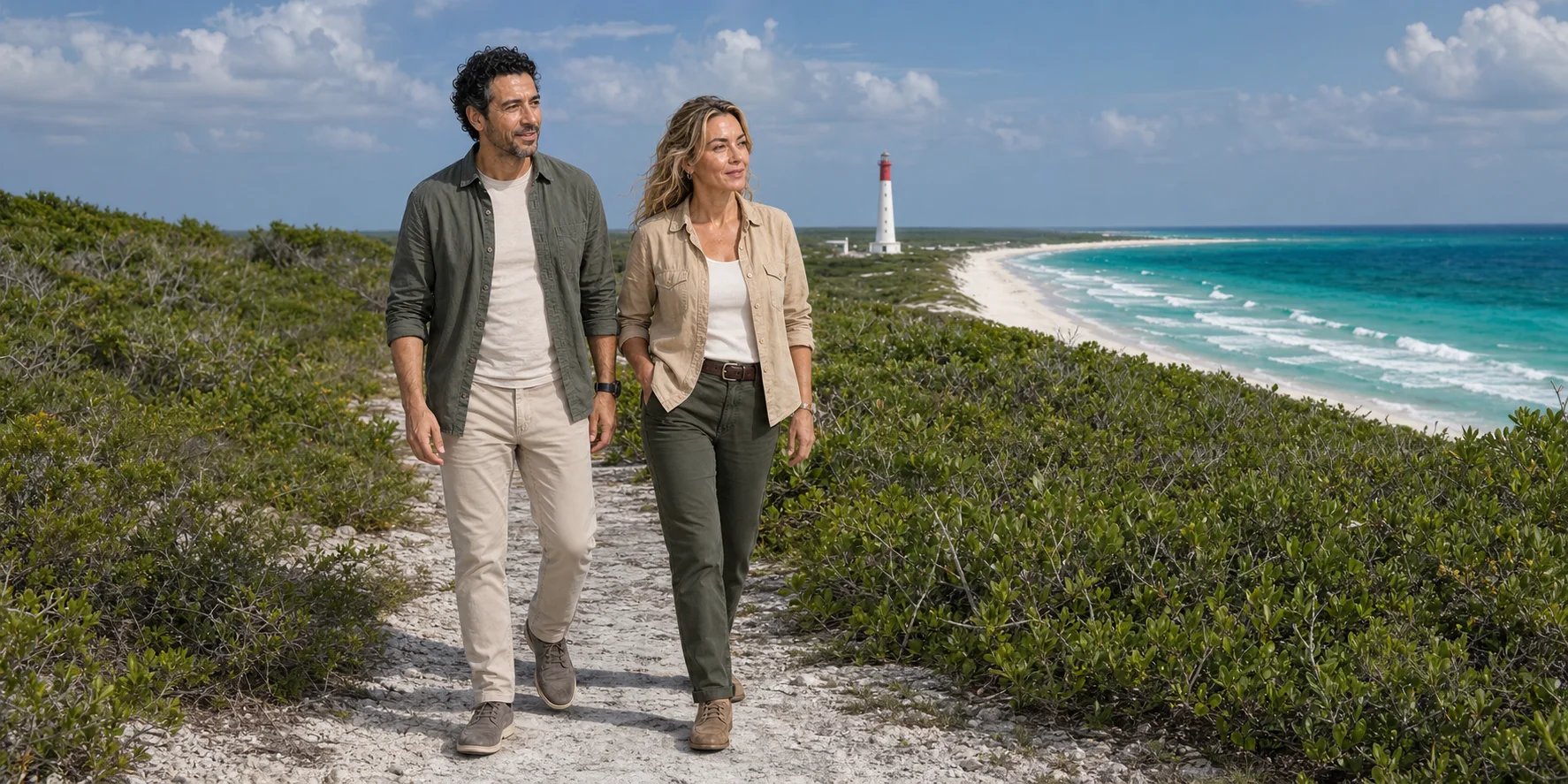 The ExcursionPass presenters walk near Cozumel's windward shore