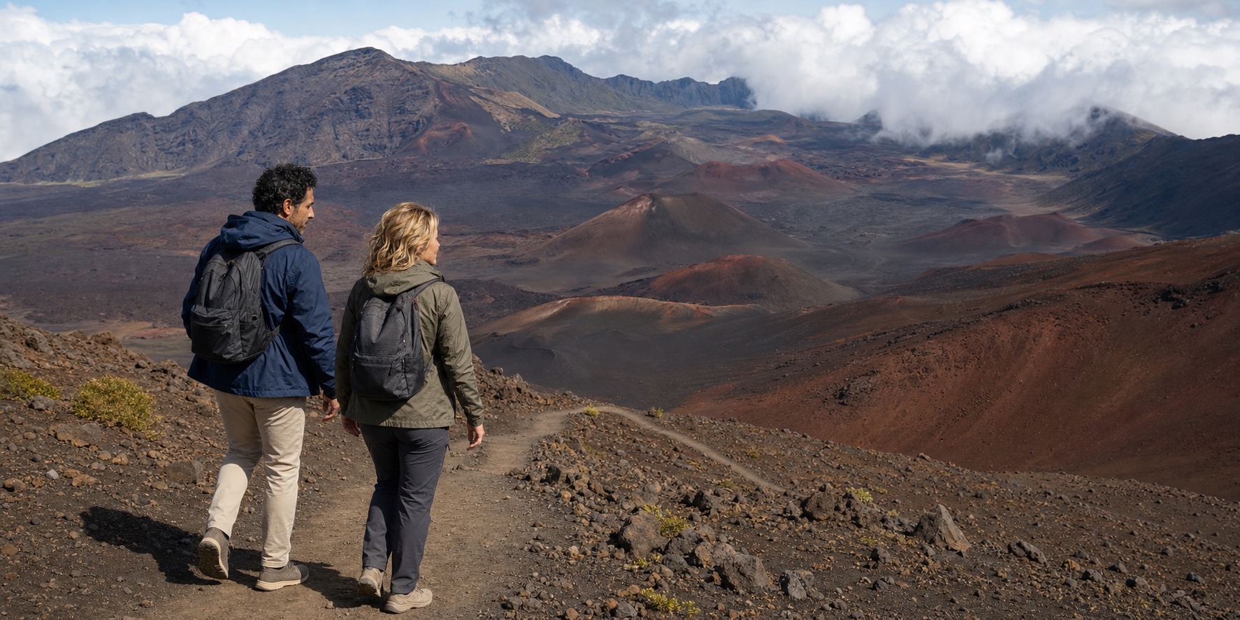 The ExcursionPass presenters walk an established Haleakalā summit trail