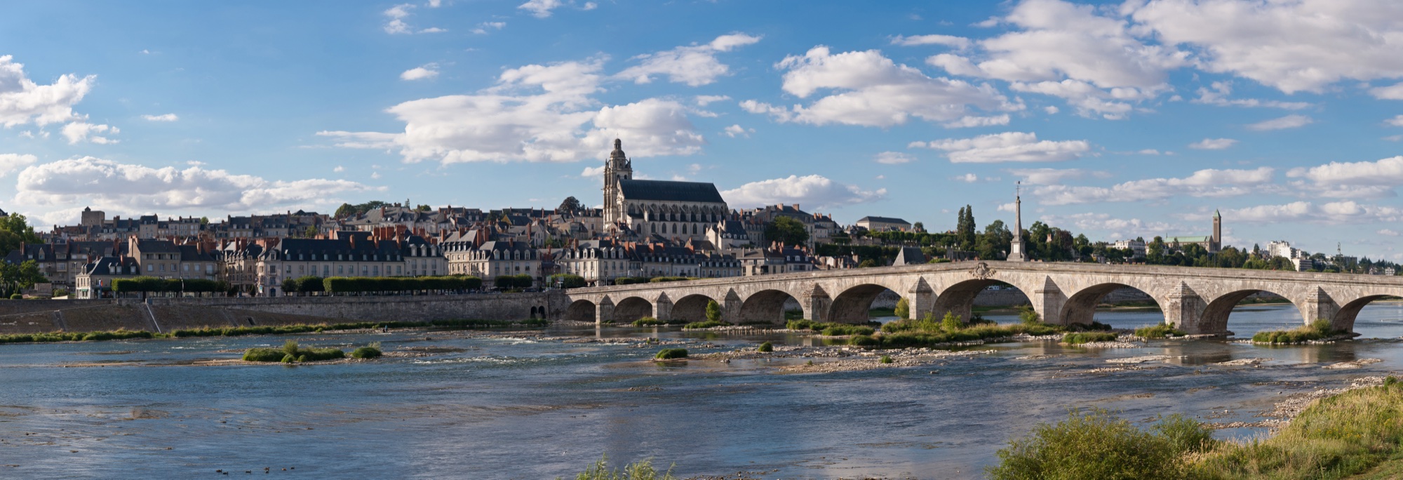 Blois spreads above the Loire, with the bridge joining the city across the river.
