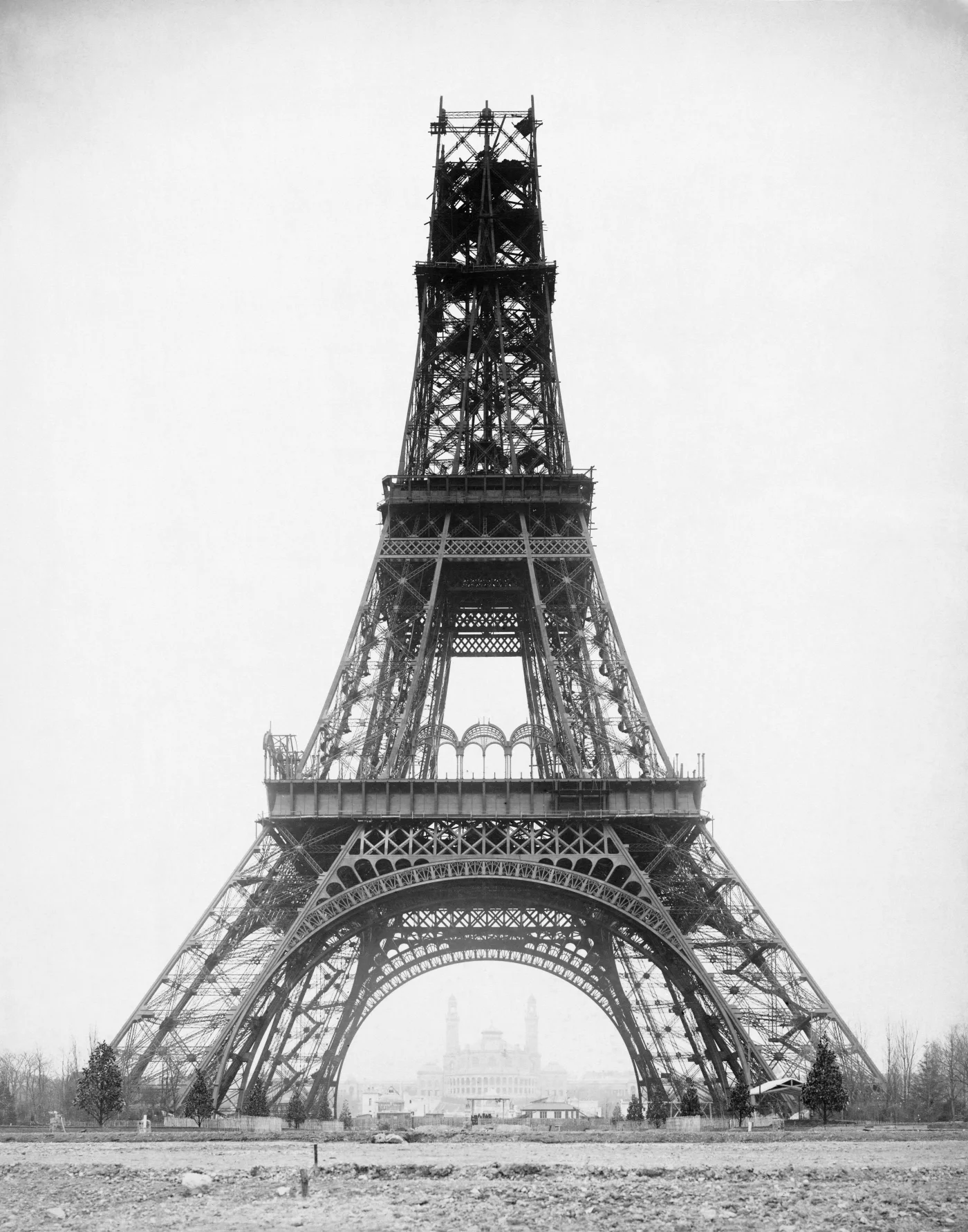 Louis-Émile Durandelle's photograph of the Eiffel Tower under construction on 23 November 1888.