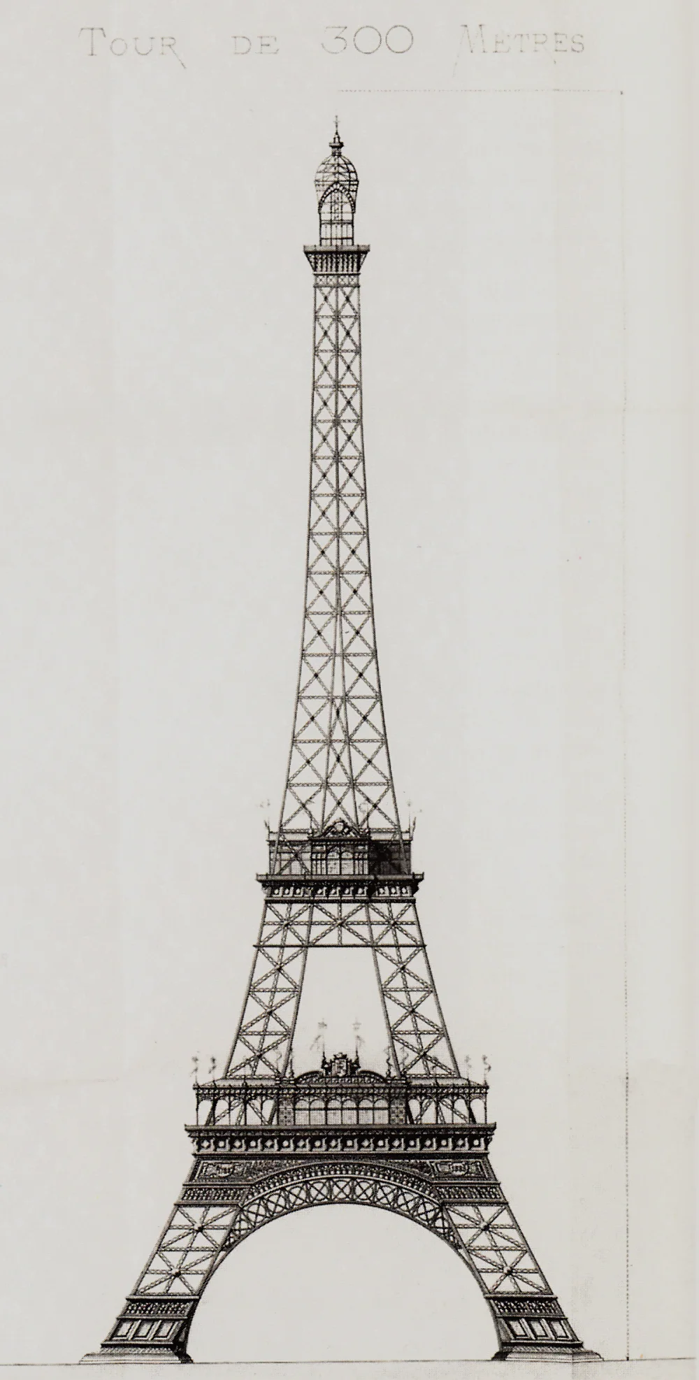 Stephen Sauvestre's 1887 presentation drawing for the proposed 300-metre tower.