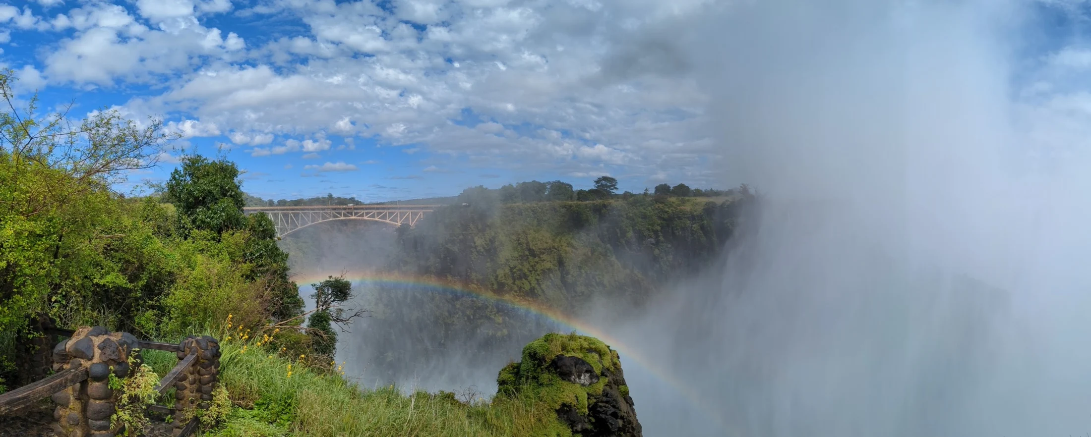 The international Victoria Falls Bridge seen across the gorge from the Knife-edge Bridge trail