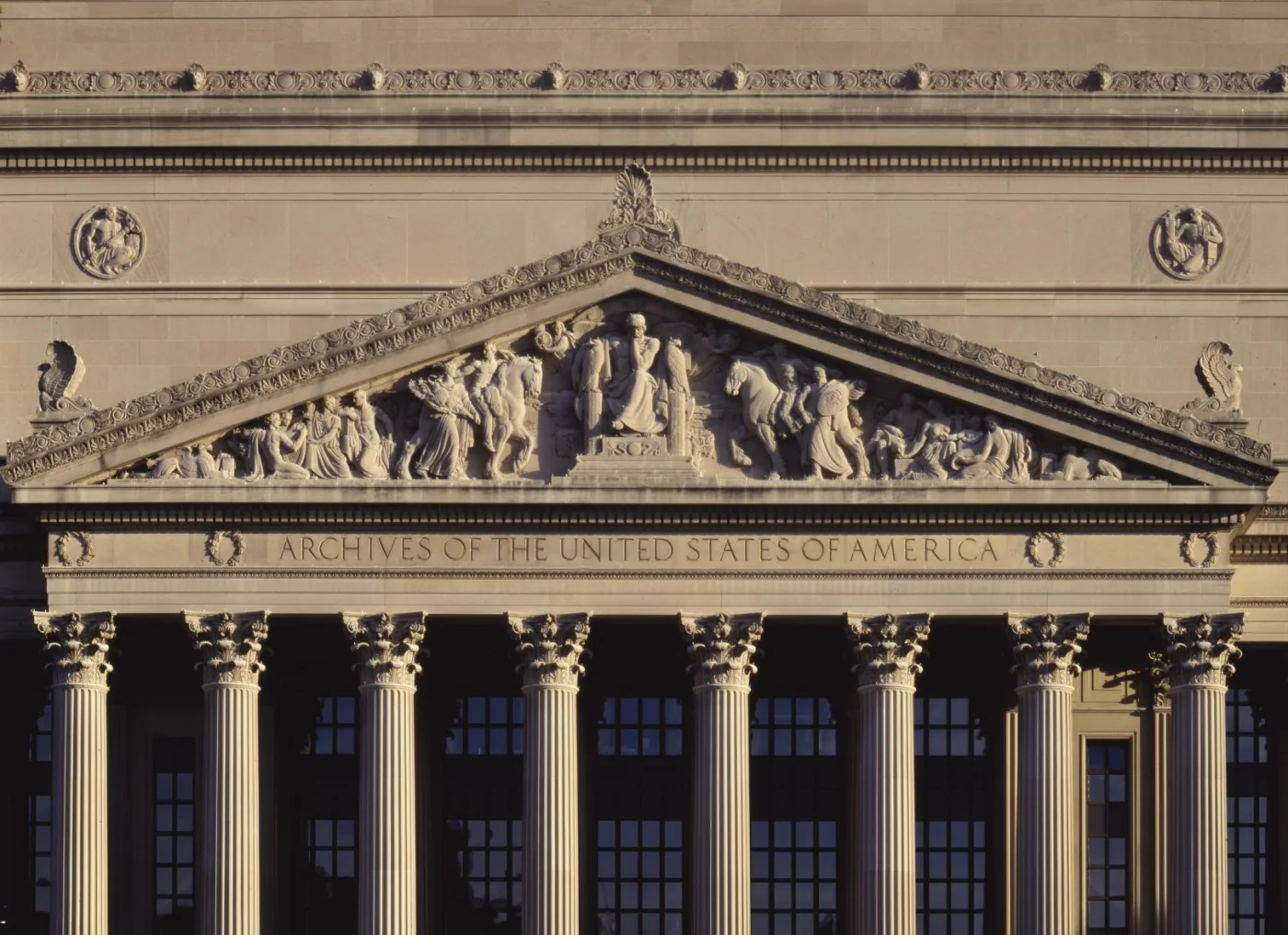 The National Archives presents recordkeeping through the language of a classical monument.